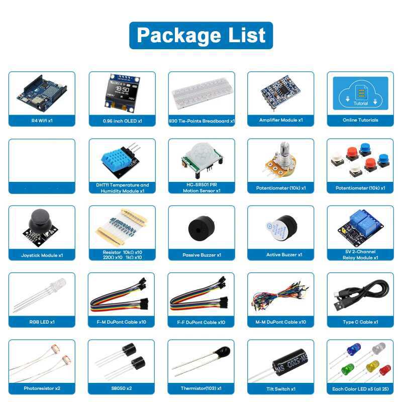 UNO R4 WiFi対応開発スターターキット。センサーと電 - Diy Electronics Learning Kit のレビューと価格