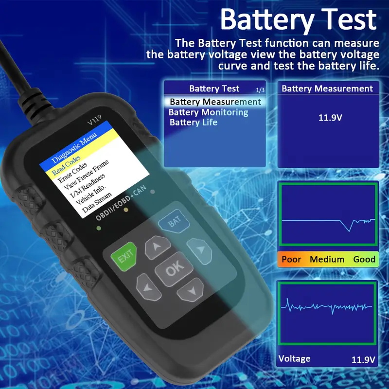 V119 OBD2スキャナーコードリーダー USB給電 車両 - Logic Analyzer Usb のレビューと価格